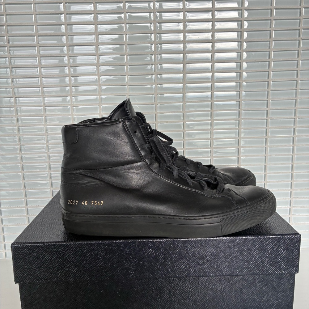 Common Projects Black Leather High-Tops